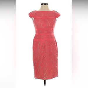 Adrianna Papell Lace coral/pink dress